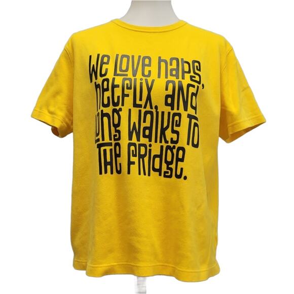 Hand Printed Upcycled Womens XL We Love Naps Netflix Long Walks To Fridge Tee - Picture 1 of 5